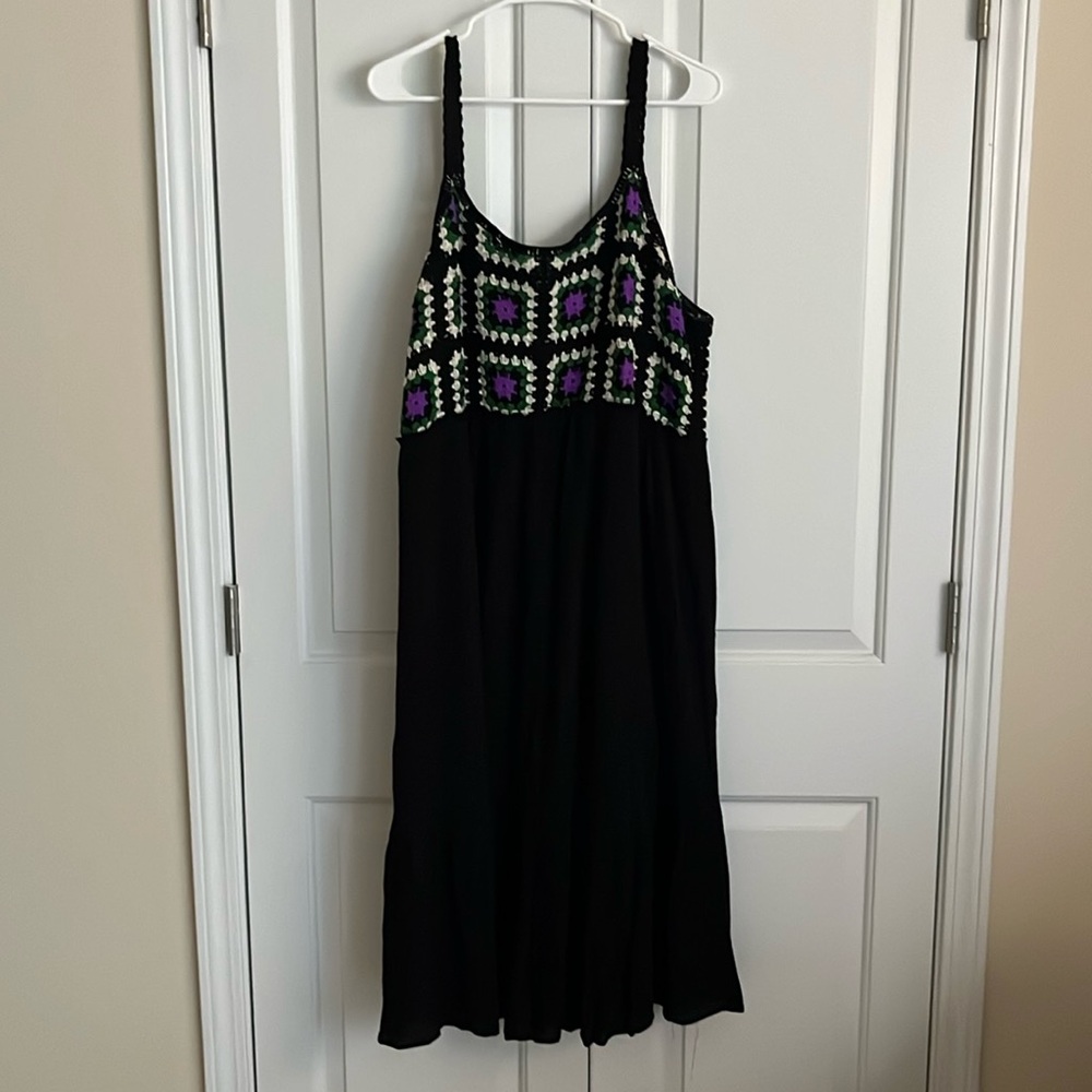Crochet top black midi dress.